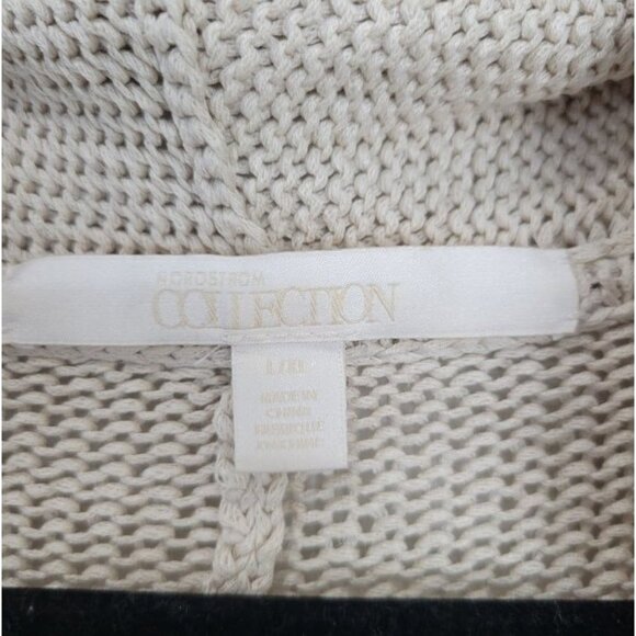 NORDSTROM COLLECTION Size Large/ XLarge Beige Linen Silk Open Front Cardigan - Picture 6 of 10